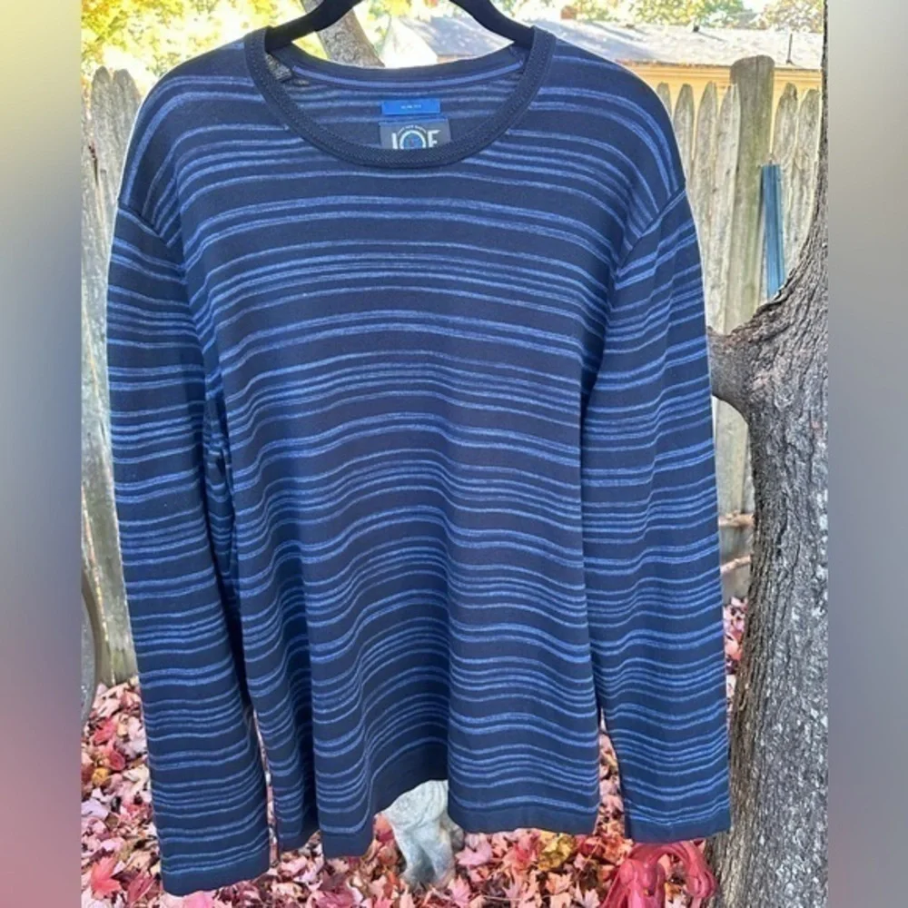JOE Joseph Abboud Men’s Navy Space‎ Dye Stripe Slim Fit Sweater